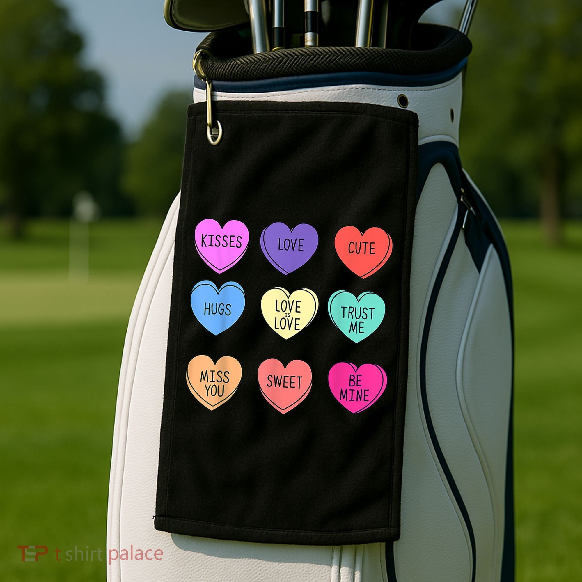 Valentine Conversation Hearts Candy Happy Valentines Day Golf Towel