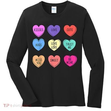 Valentine Conversation Hearts Candy Happy Valentines Day Women's Long Sleeve Shirt