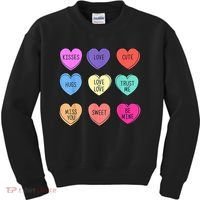 Valentine Conversation Hearts Candy Happy Valentines Day Kids Sweatshirt thumb 0