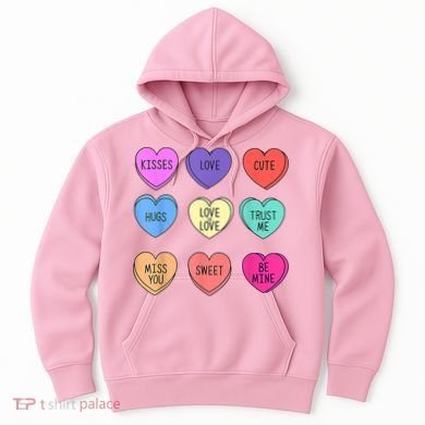 Valentine Conversation Hearts Candy Happy Valentines Day Hoodie