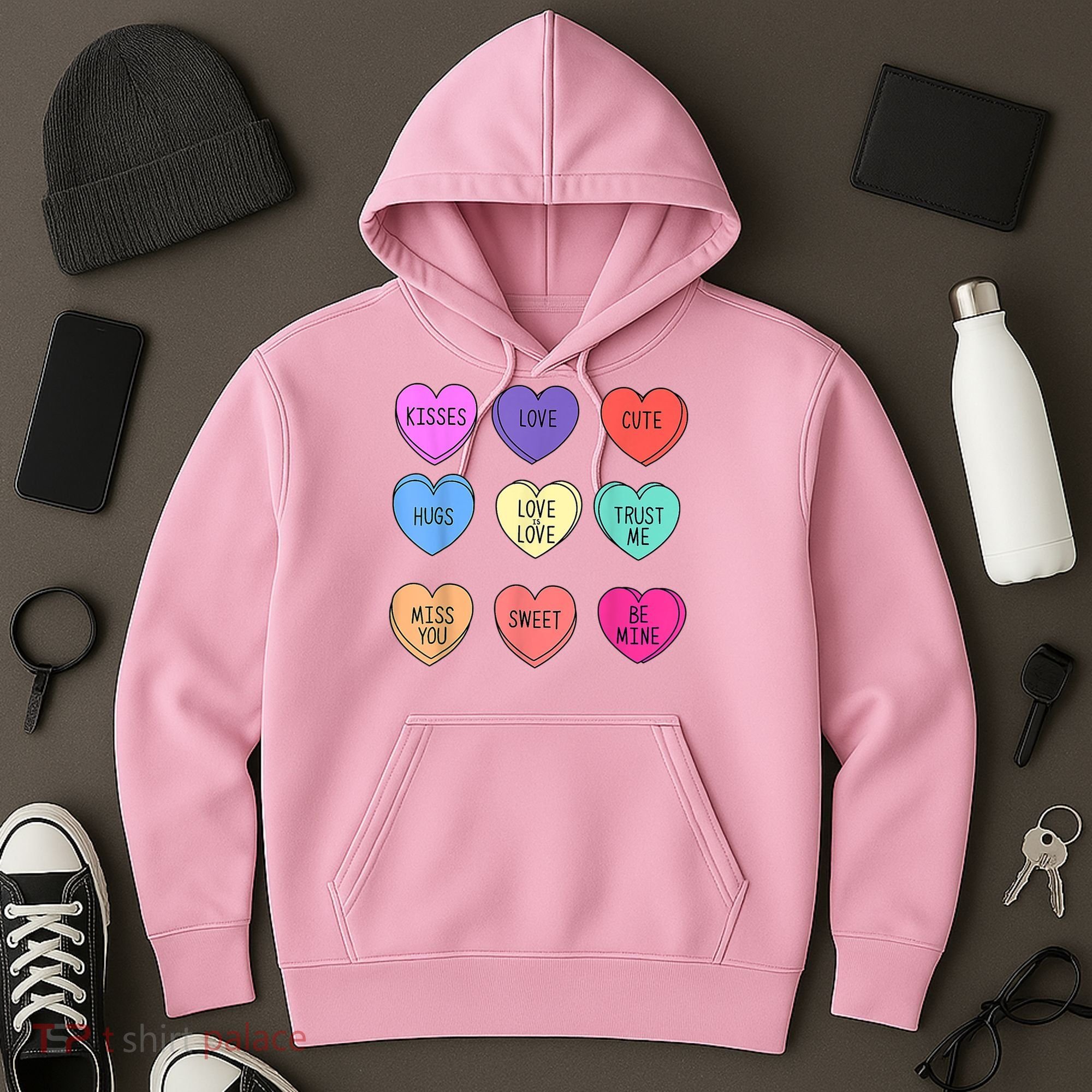 Valentine Conversation Hearts Candy Happy Valentines Day Hoodie