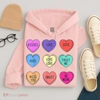 Valentine Conversation Hearts Candy Happy Valentines Day Hoodie thumb 4