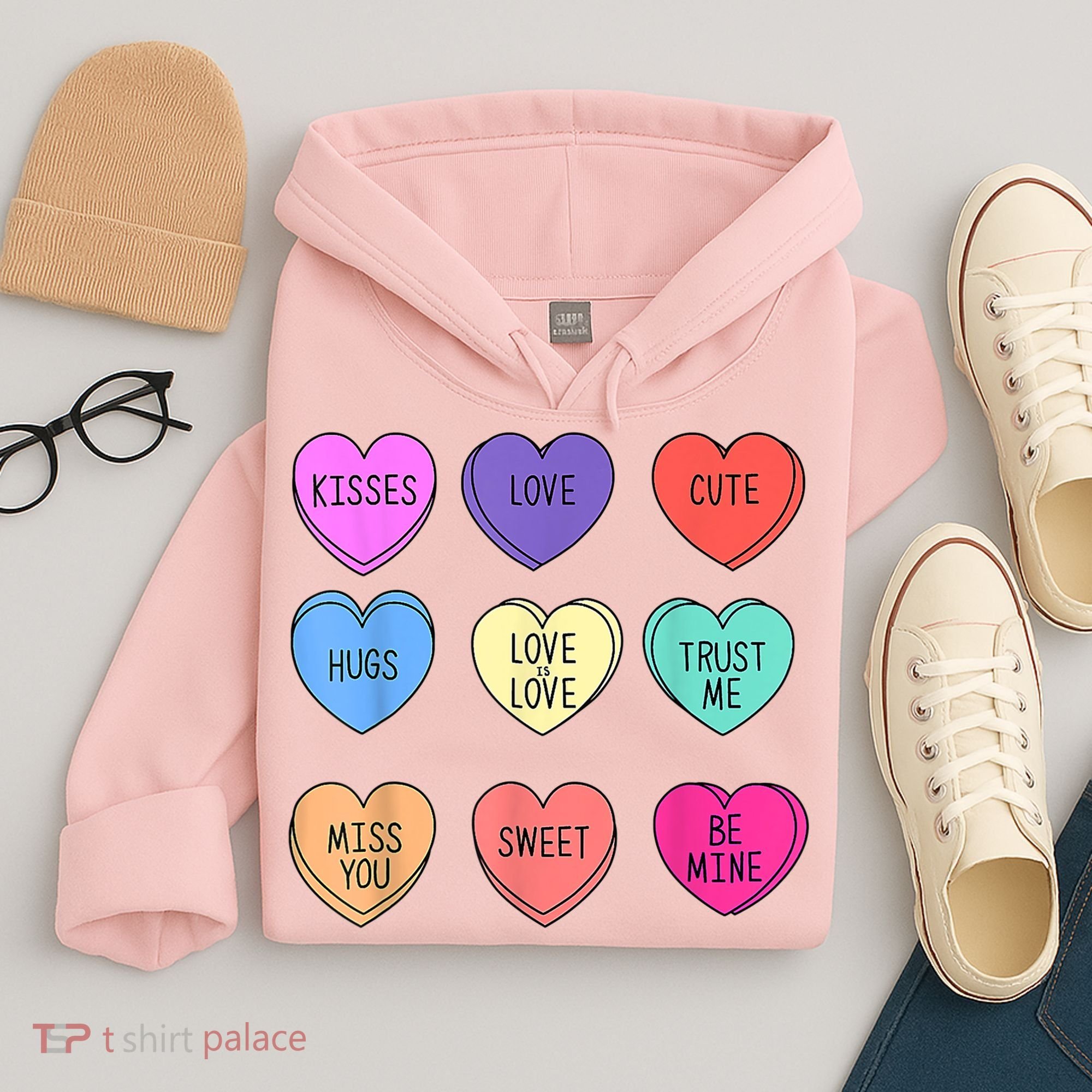 Valentine Conversation Hearts Candy Happy Valentines Day Hoodie