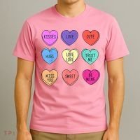 Valentine Conversation Hearts Candy Happy Valentines Day T-Shirt thumb 3