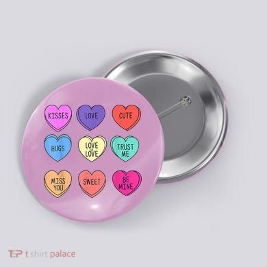 Valentine Conversation Hearts Candy Happy Valentines Day Button