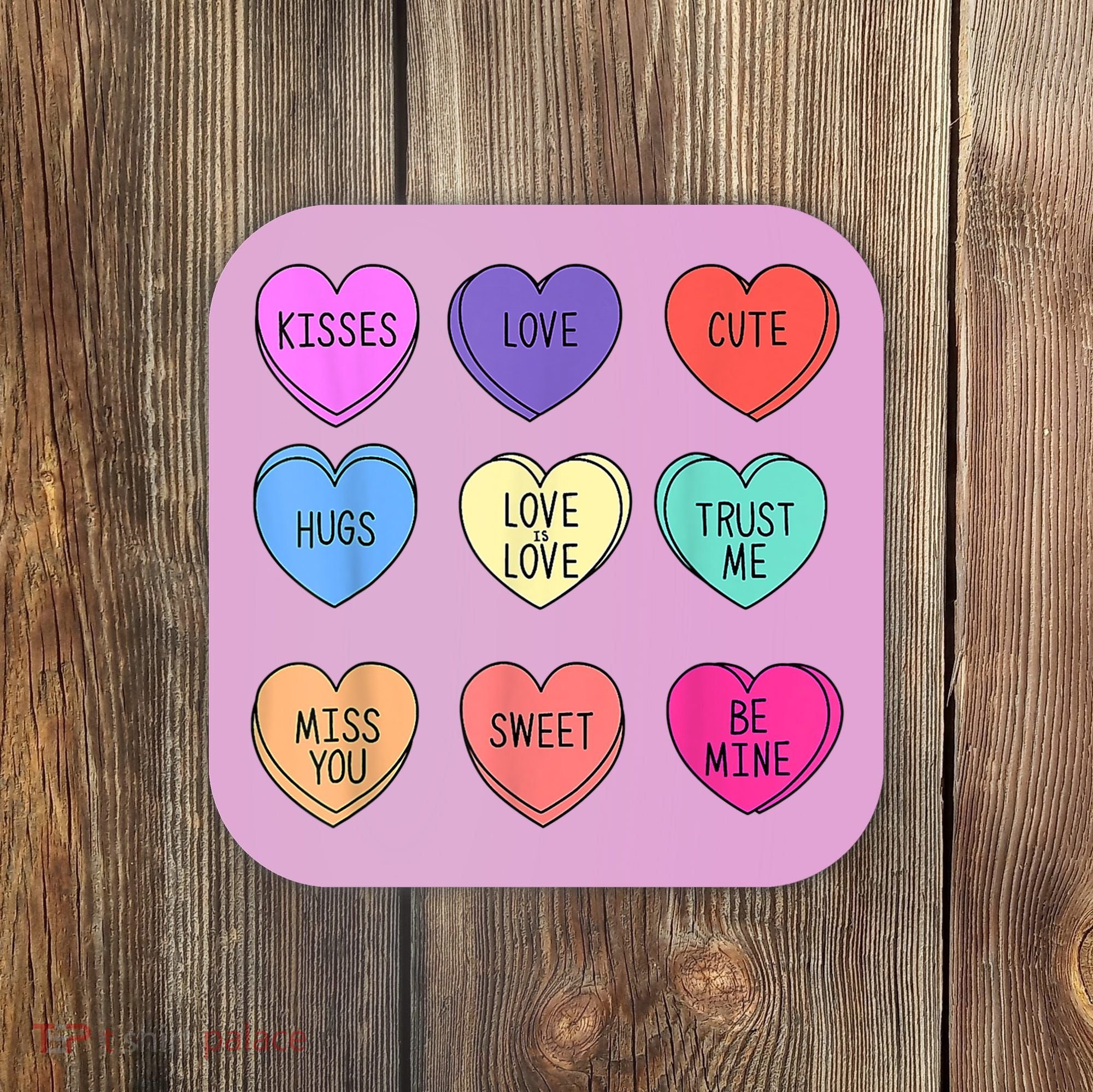 Valentine Conversation Hearts Candy Happy Valentines Day Coaster