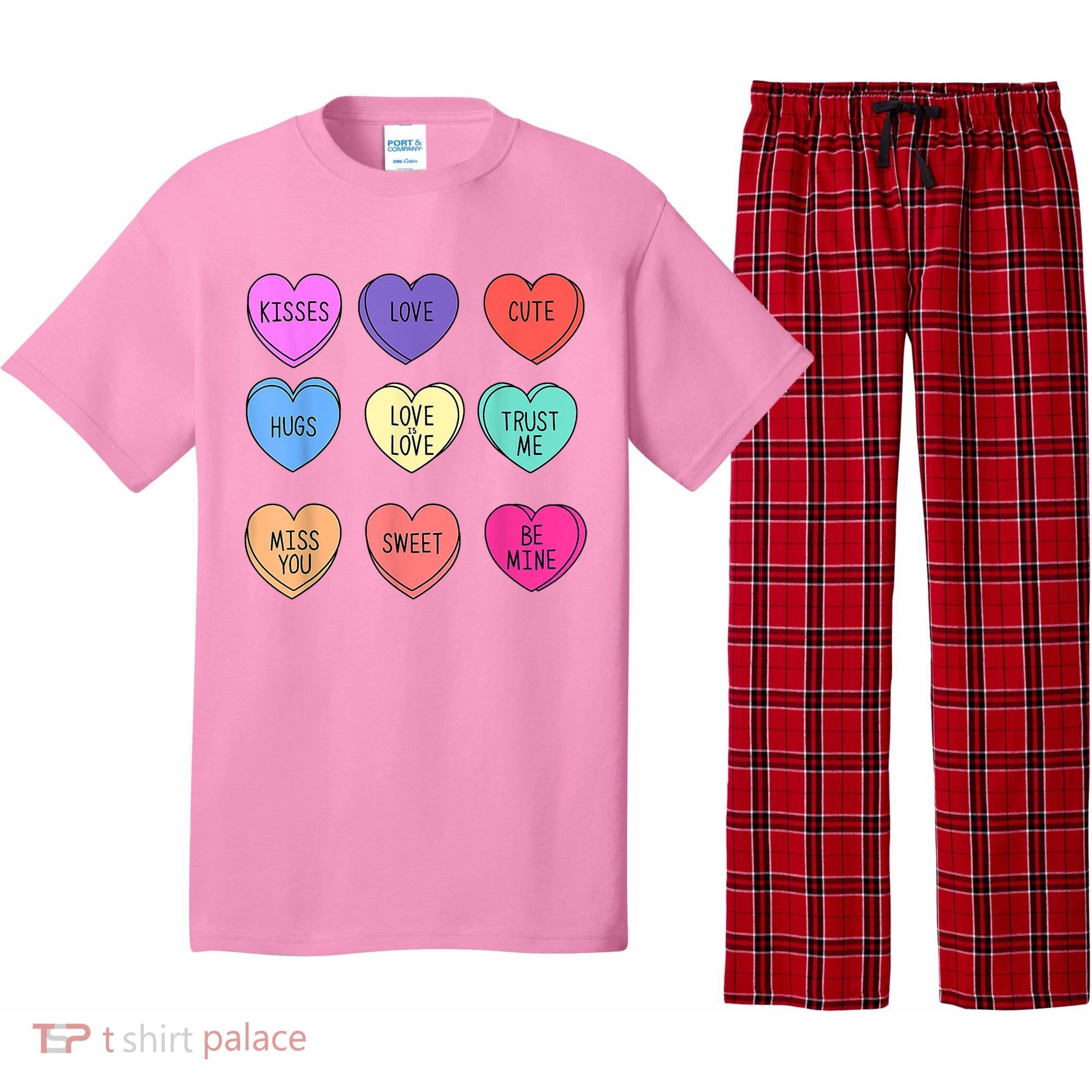 Valentine Conversation Hearts Candy Happy Valentines Day Pajama Set