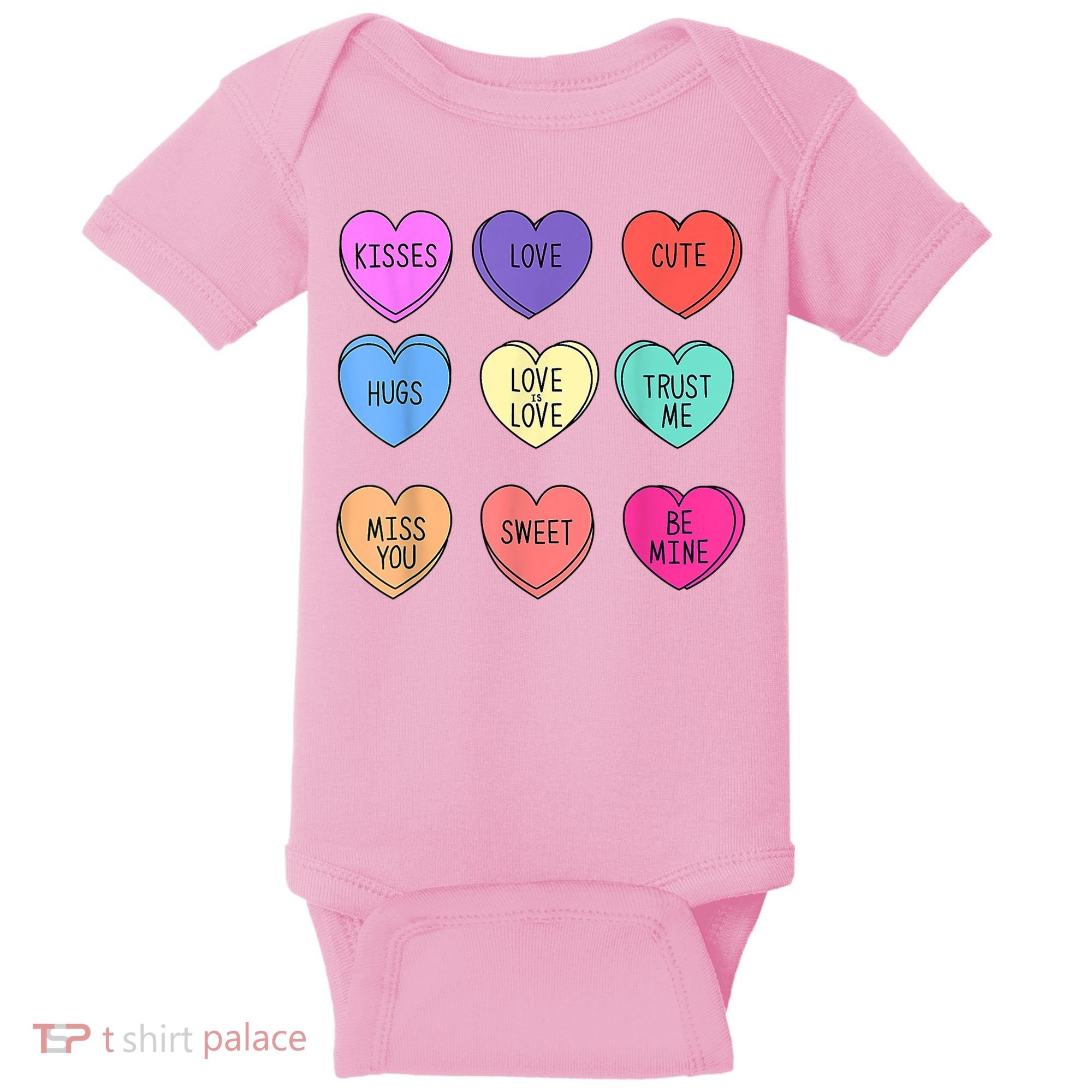 Valentine Conversation Hearts Candy Happy Valentines Day Baby Bodysuit