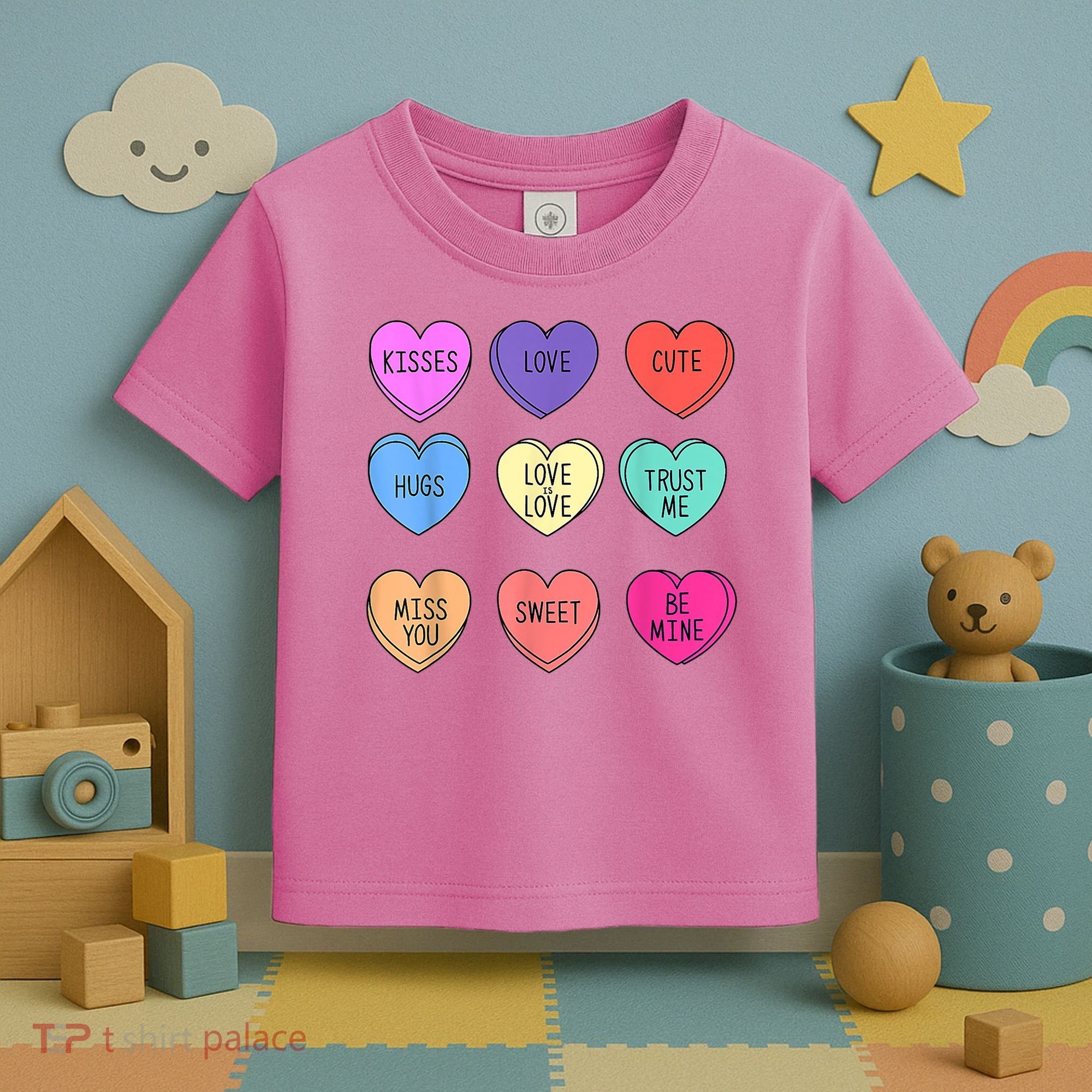 Valentine Conversation Hearts Candy Happy Valentines Day Toddler T-Shirt