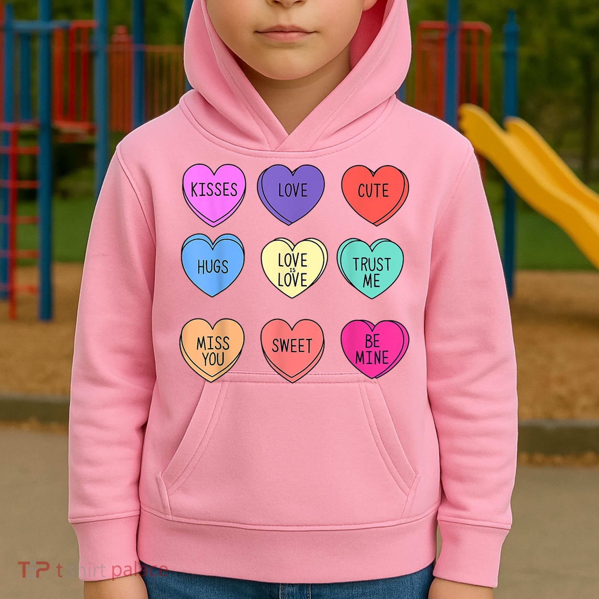 Valentine Conversation Hearts Candy Happy Valentines Day Kids Hoodie
