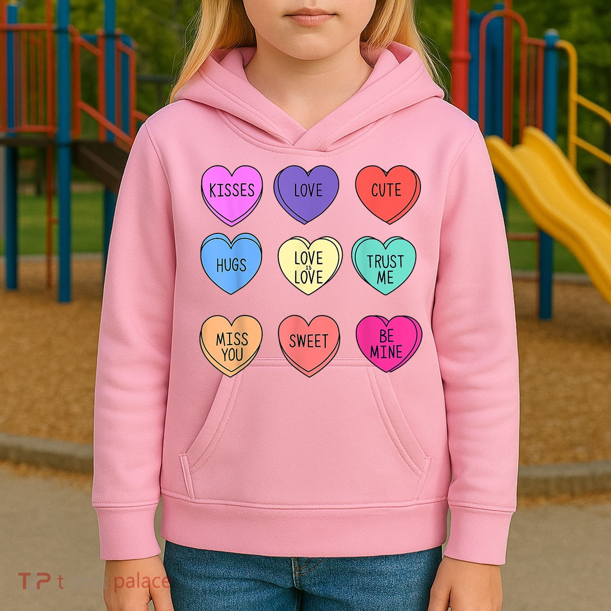 Valentine Conversation Hearts Candy Happy Valentines Day Kids Hoodie