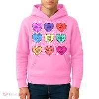 Valentine Conversation Hearts Candy Happy Valentines Day Kids Hoodie thumb 4