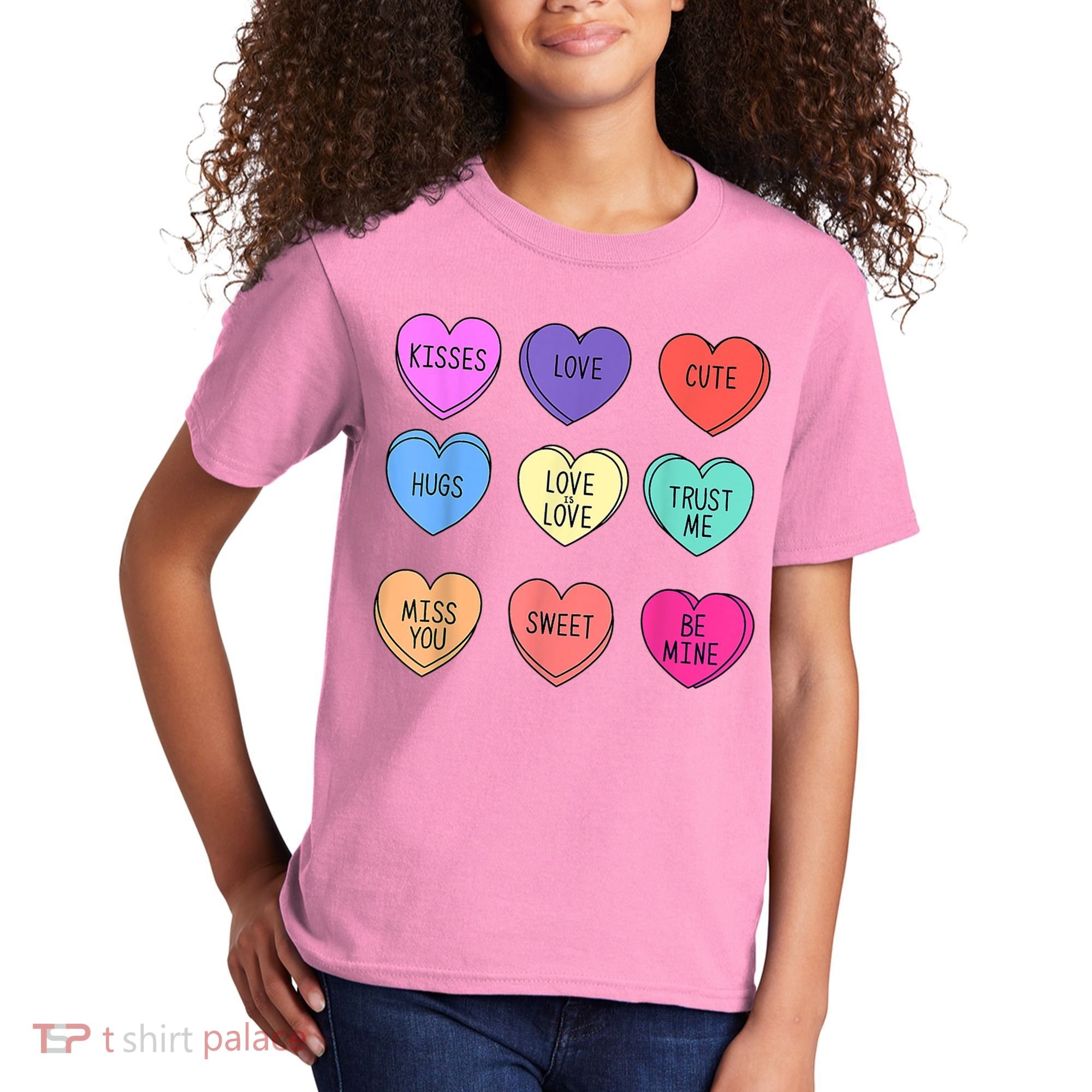 Valentine Conversation Hearts Candy Happy Valentines Day Kids T-Shirt