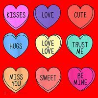 Valentine Conversation Hearts Candy Happy Valentines Day Santa Hat thumb 1