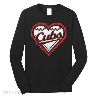 Vintage Cubs Heart Throwback Retro Classic Long Sleeve Shirt