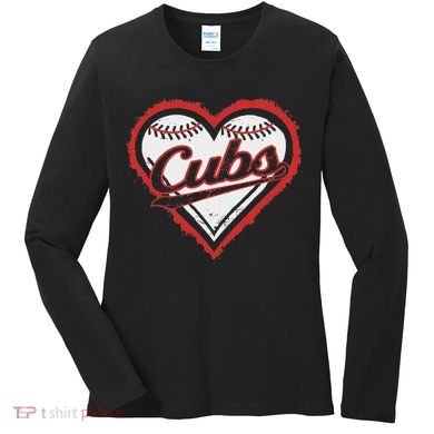 Vintage Cubs Heart Throwback Retro Classic Women's Long Sleeve Shirt