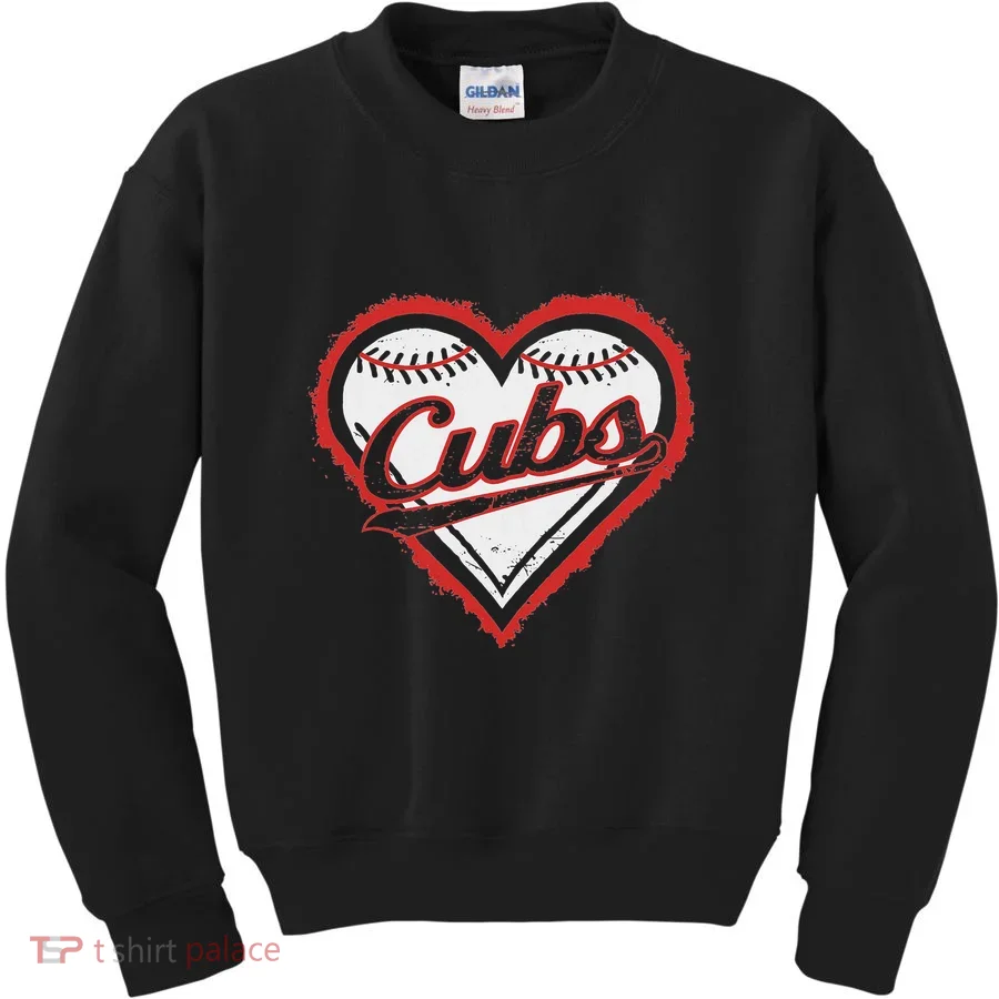 Vintage Cubs Heart Throwback Retro Classic Kids Sweatshirt