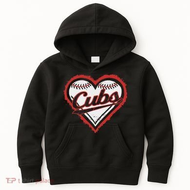 Vintage Cubs Heart Throwback Retro Classic Kids Hoodie