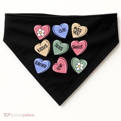 Valentine Candy Hearts Cute Gift USA-Made Doggie Bandana