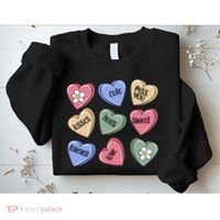 Valentine Candy Hearts Cute Gift Sweatshirt thumb 2