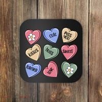 Valentine Candy Hearts Cute Gift Coaster thumb 0
