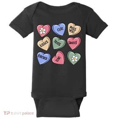Valentine Candy Hearts Cute Gift Baby Bodysuit