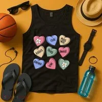 Valentine Candy Hearts Cute Gift Tank Top thumb 4