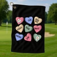 Valentine Candy Hearts Cute Gift Golf Towel thumb 1