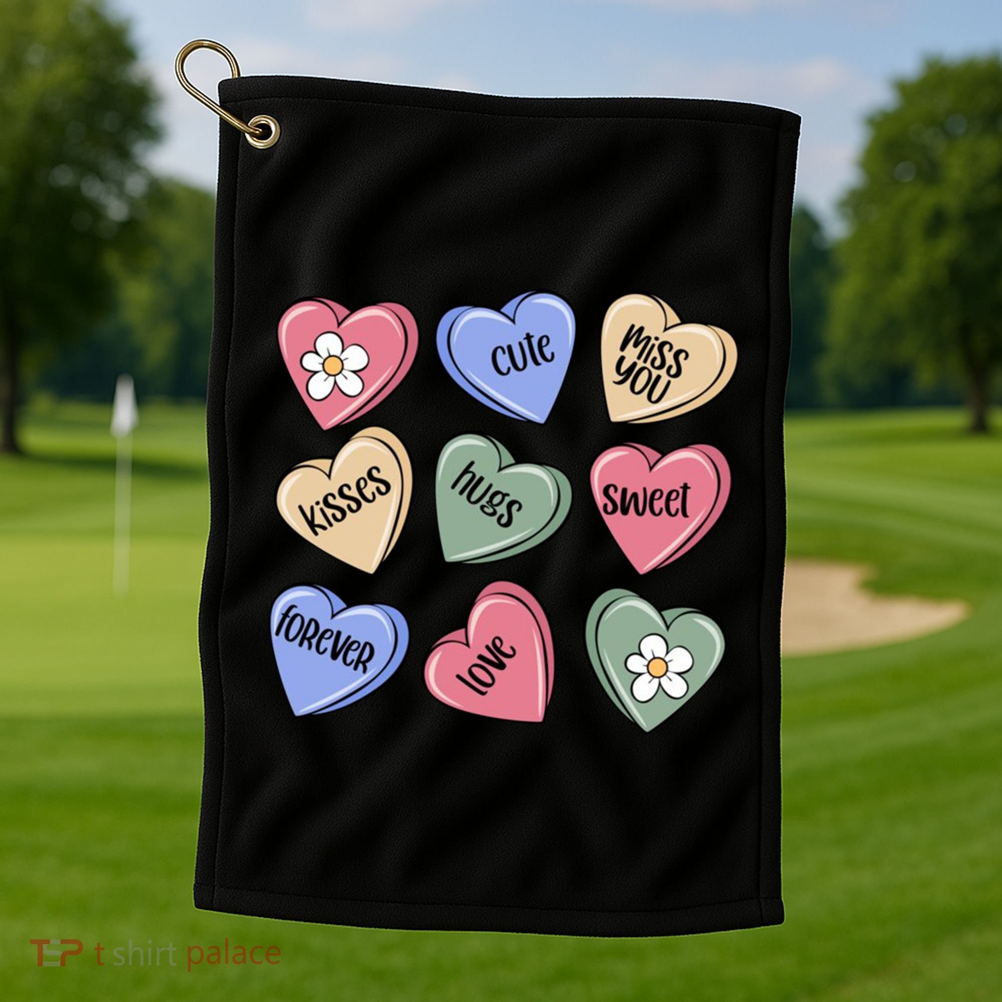 Valentine Candy Hearts Cute Gift Golf Towel