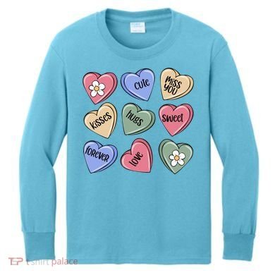 Valentine Candy Hearts Cute Gift Kids Long Sleeve Shirt