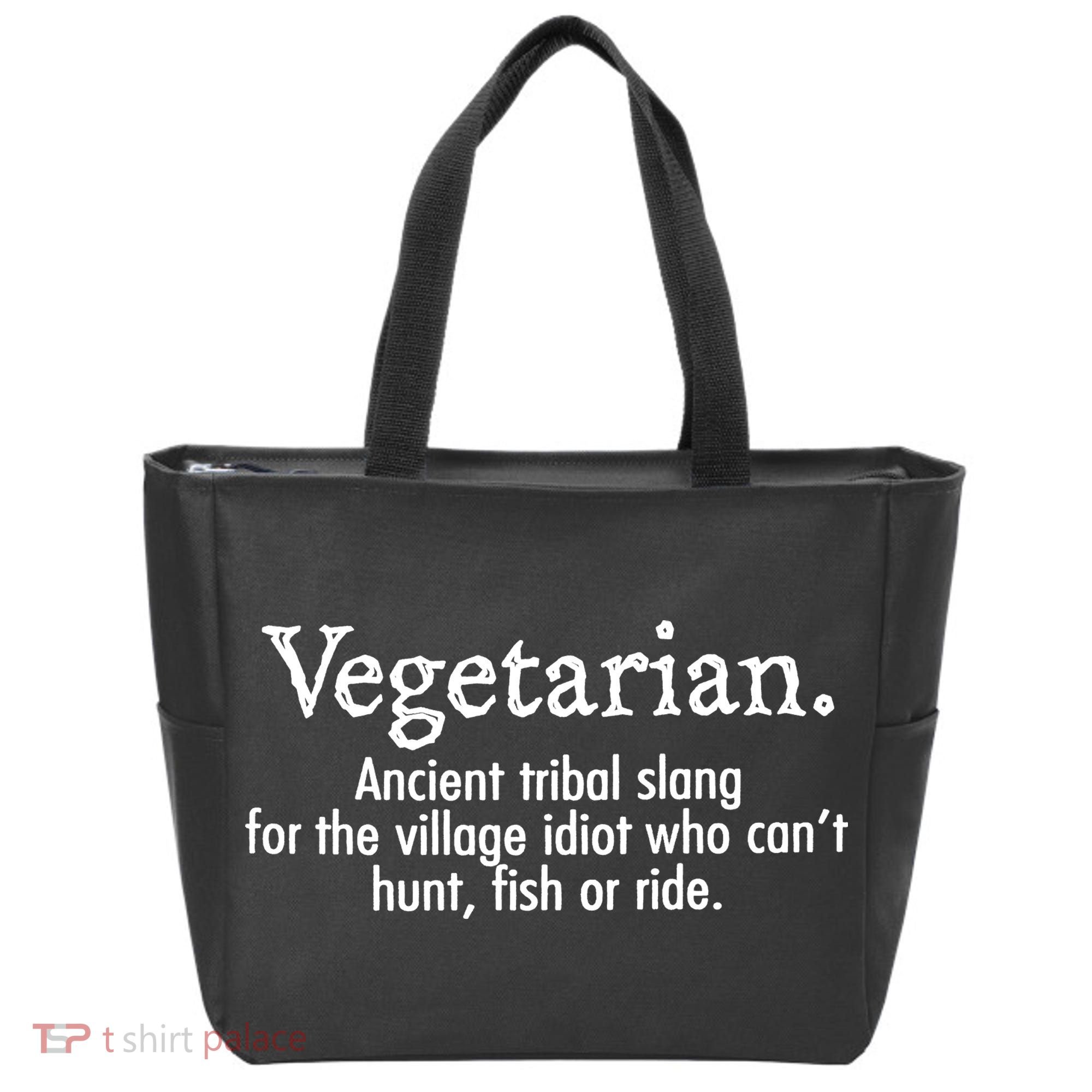 Vegetarian Cant Hunt Fish Funny Tote Bag