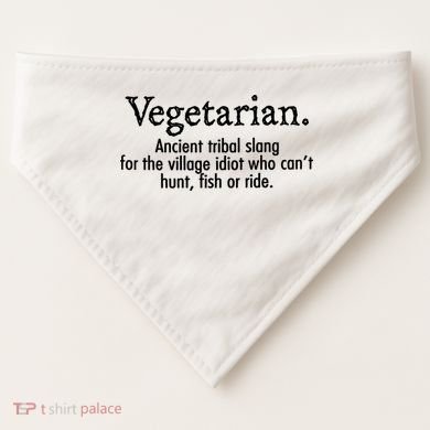 Vegetarian Cant Hunt Fish Funny USA-Made Doggie Bandana