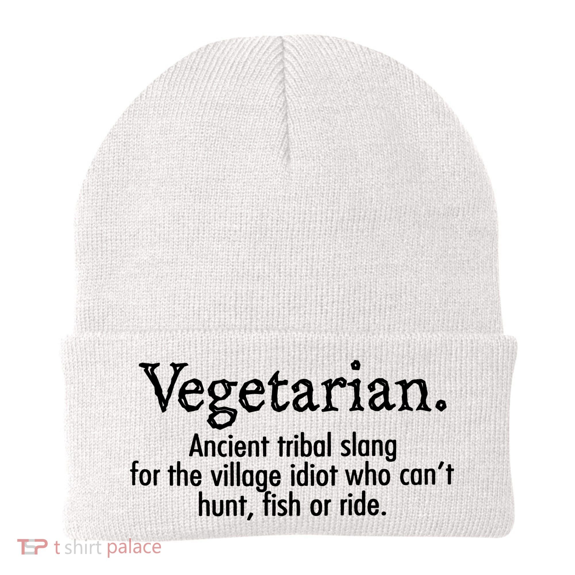 Vegetarian Cant Hunt Fish Funny Beanie