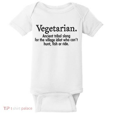Vegetarian Cant Hunt Fish Funny Baby Bodysuit