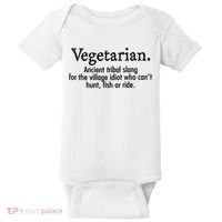 Vegetarian Cant Hunt Fish Funny Baby Bodysuit thumb 0