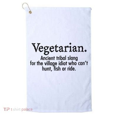 Vegetarian Cant Hunt Fish Funny Golf Towel