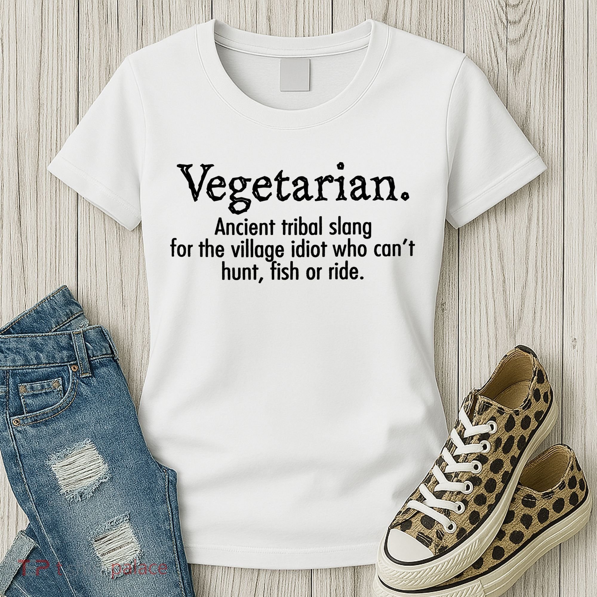Vegetarian Cant Hunt Fish Funny Women's T-Shirt