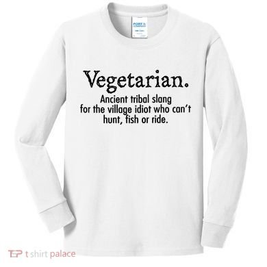 Vegetarian Cant Hunt Fish Funny Kids Long Sleeve Shirt