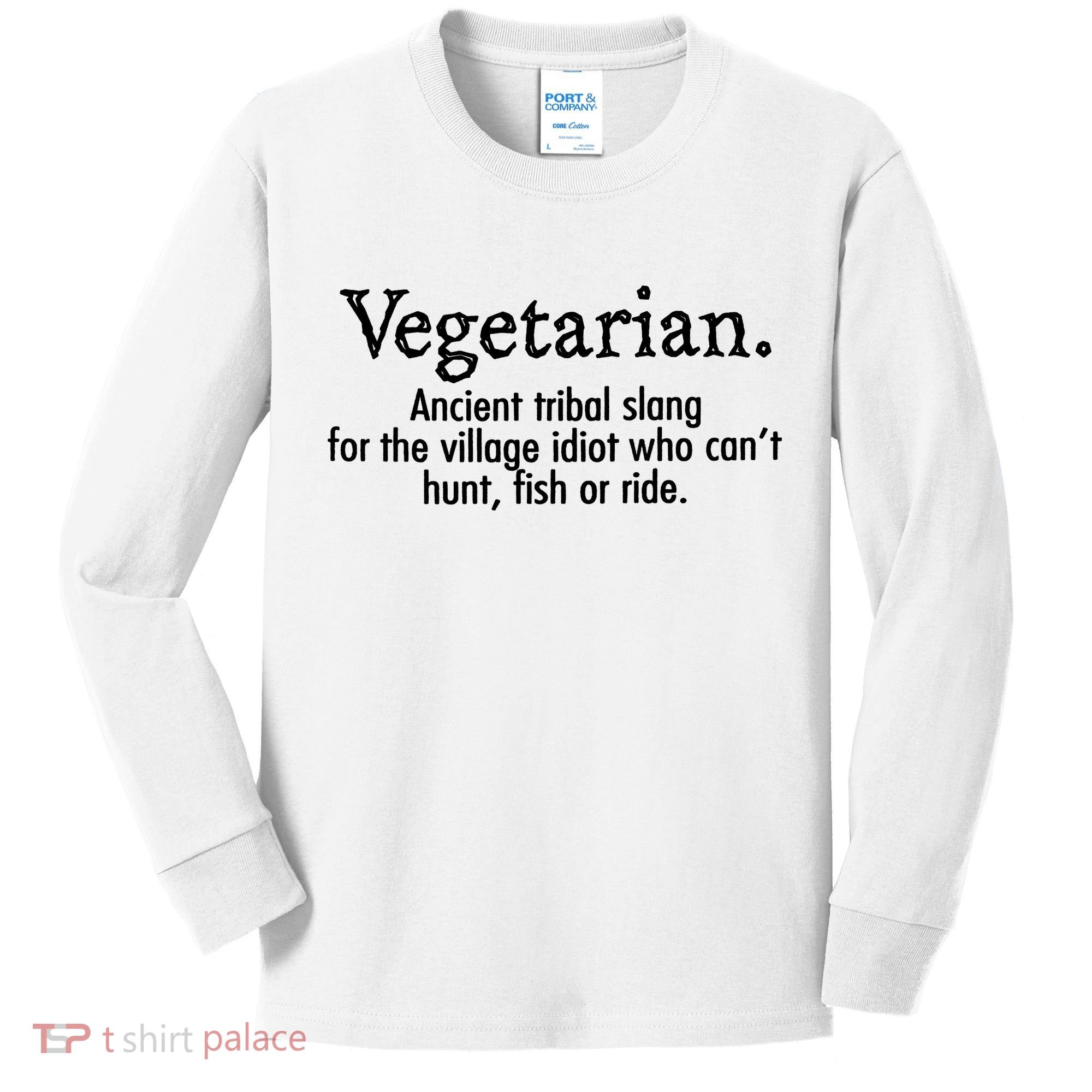 Vegetarian Cant Hunt Fish Funny Kids Long Sleeve Shirt