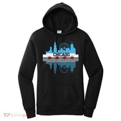 Vintage Chicago Illinois Flag Tees Skyline Women's Hoodie