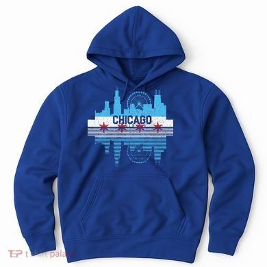 Vintage Chicago Illinois Flag Tees Skyline Hoodie