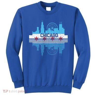 Vintage Chicago Illinois Flag Tees Skyline Sweatshirt