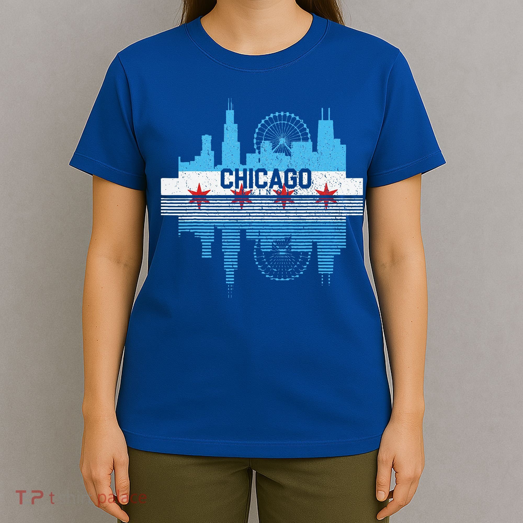 Vintage Chicago Illinois Flag Tees Skyline T-Shirt