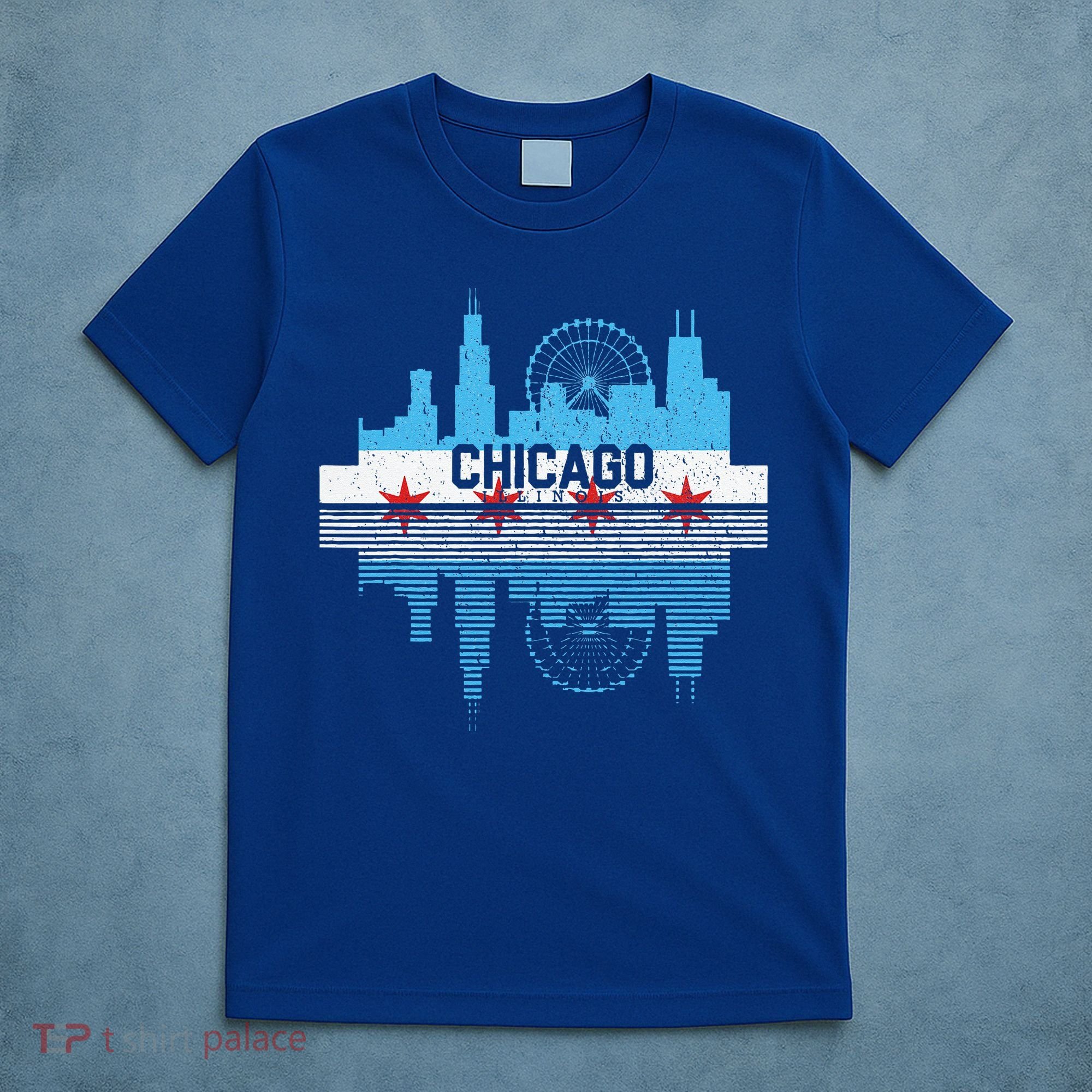 Vintage Chicago Illinois Flag Tees Skyline T-Shirt