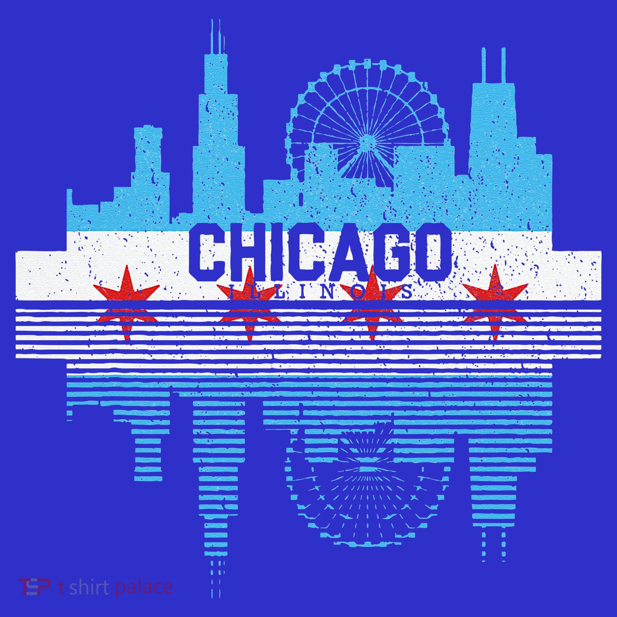 Vintage Chicago Illinois Flag Tees Skyline T-Shirt