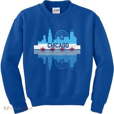 Vintage Chicago Illinois Flag Tees Skyline Kids Sweatshirt