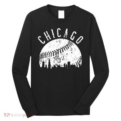 Vintage Chicago Illinois Skyline Apparel Long Sleeve Shirt