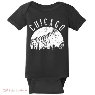 Vintage Chicago Illinois Skyline Apparel Baby Bodysuit