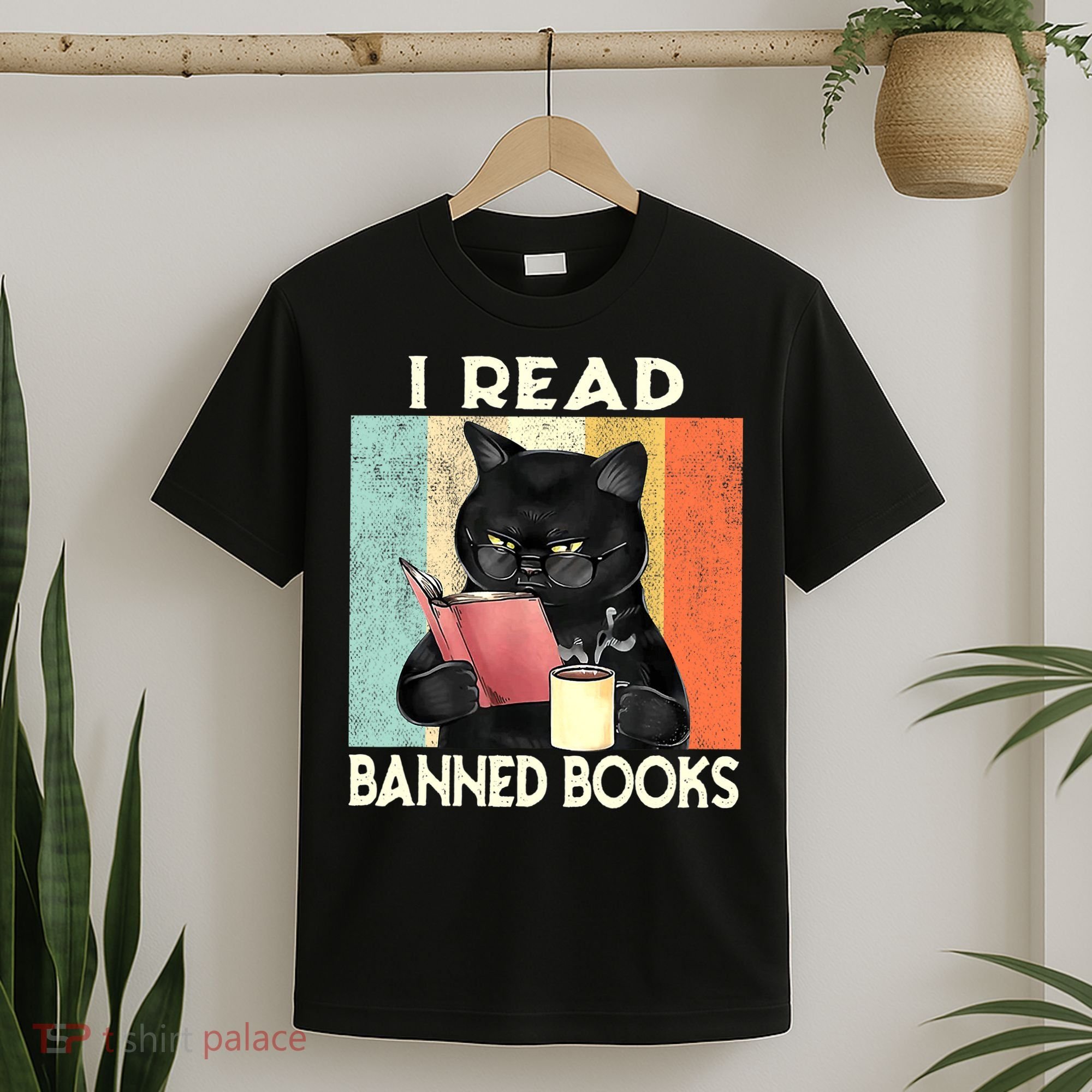 Vintage Cat I Read Banned Books Funny T-Shirt