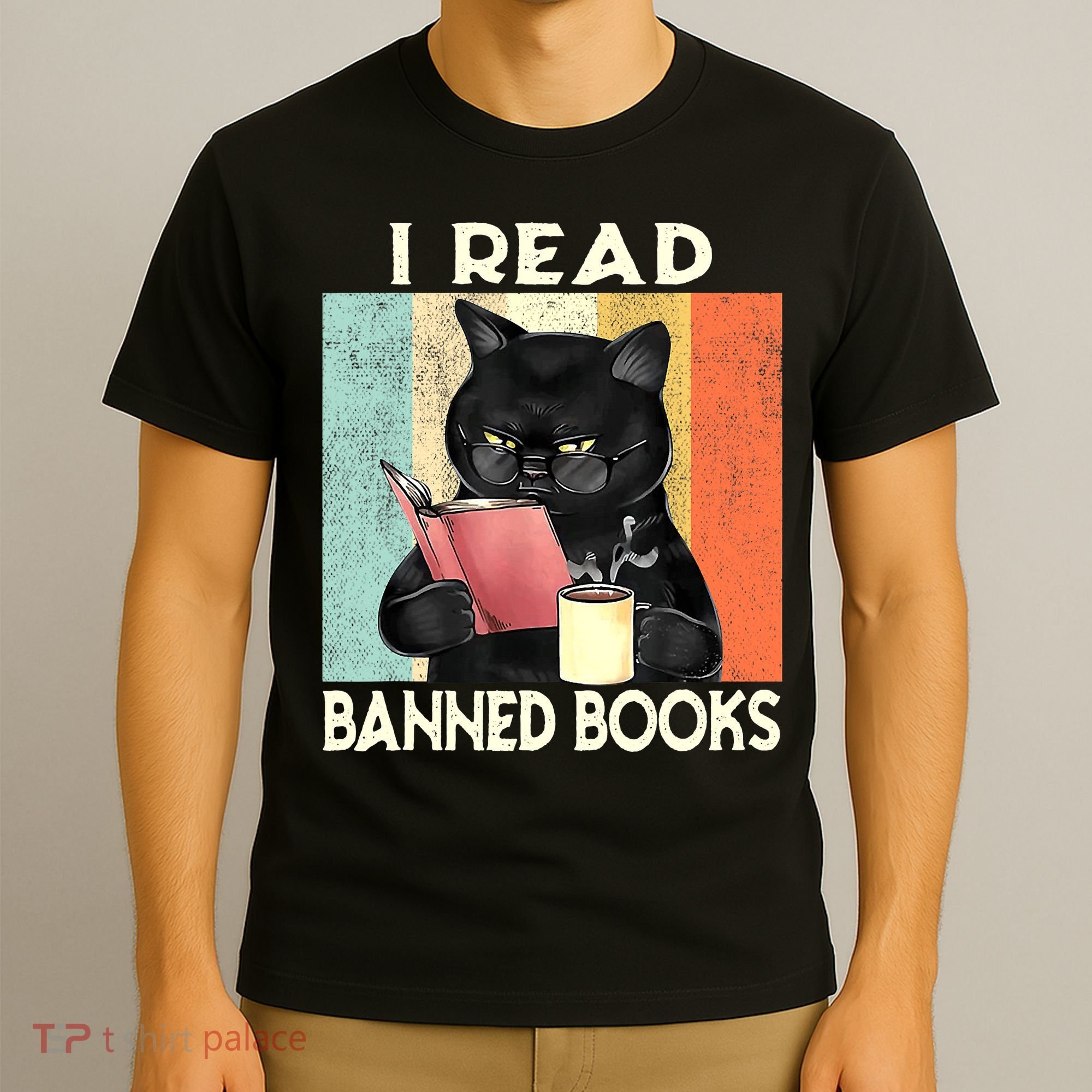Vintage Cat I Read Banned Books Funny T-Shirt